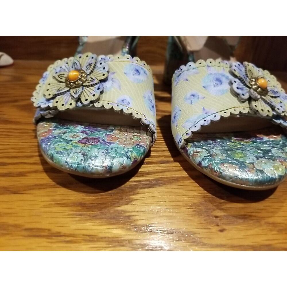 L'Artiste Spring Step Stacked Heel Ankle Strap Sandals size EU 39 US 9 Floral - Picture 7 of 14